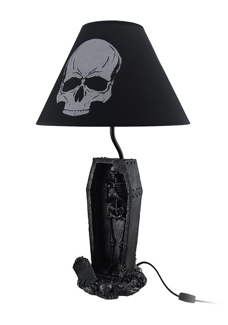 Skeleton Coffin Table Lamp w/ Shade