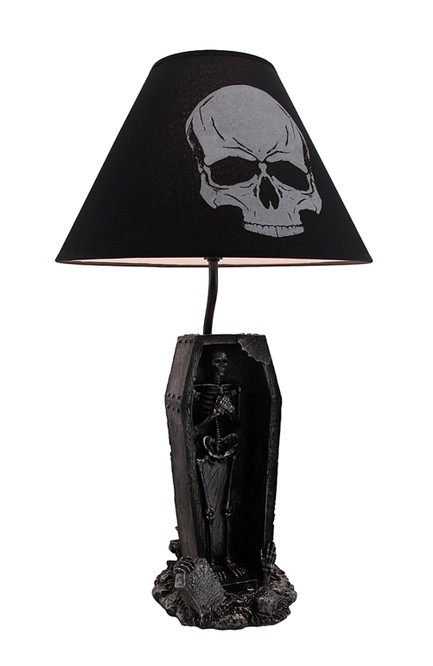 Skeleton Coffin Table Lamp w/ Shade