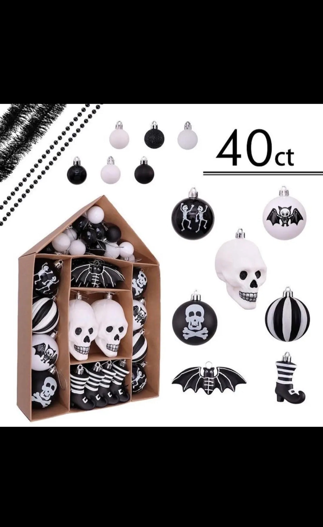 Gothic Black & White Ornament Set