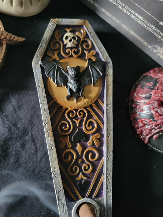 Vampire Bat Coffin Incense Burner
