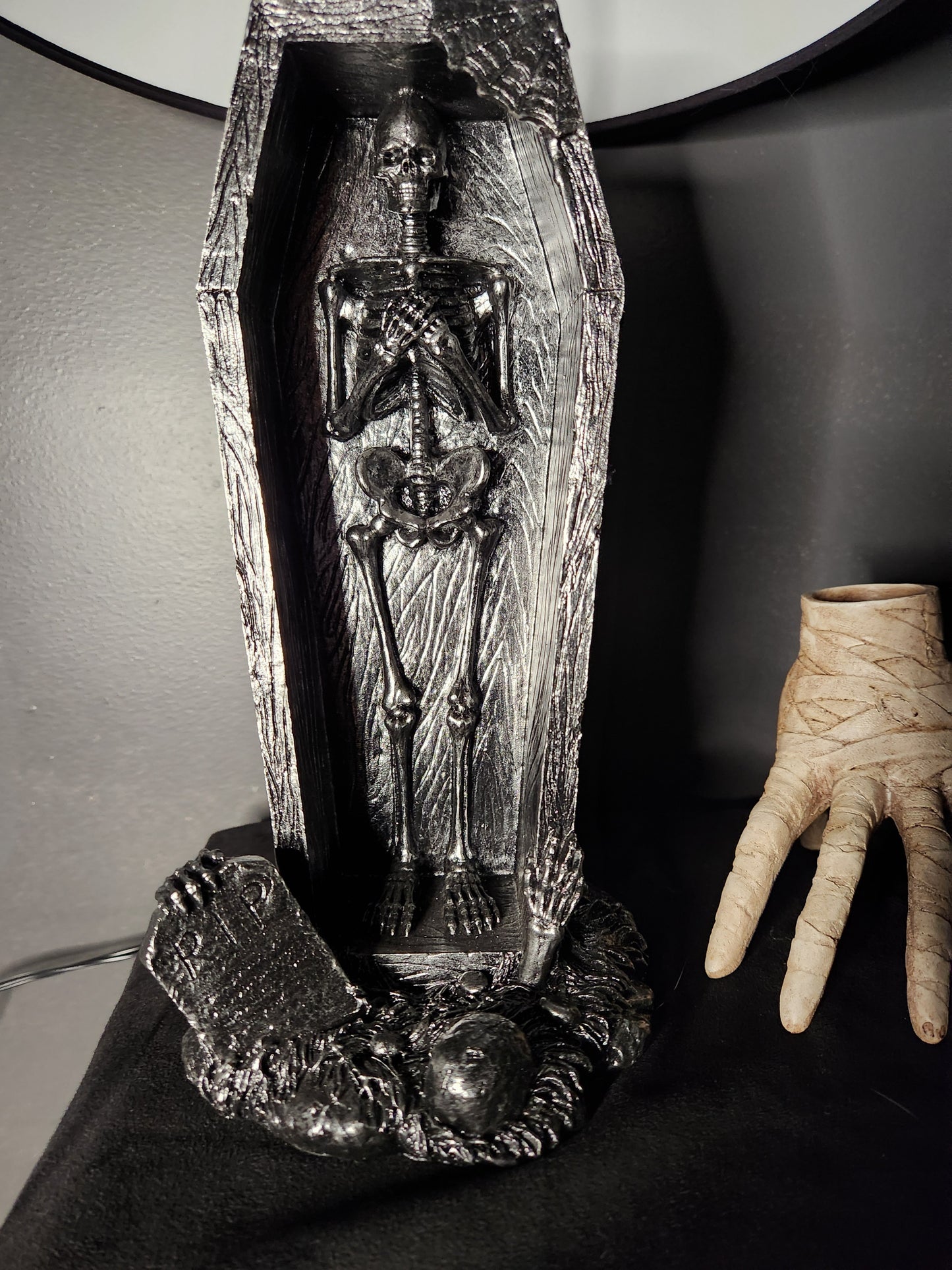 Skeleton Coffin Table Lamp w/ Shade