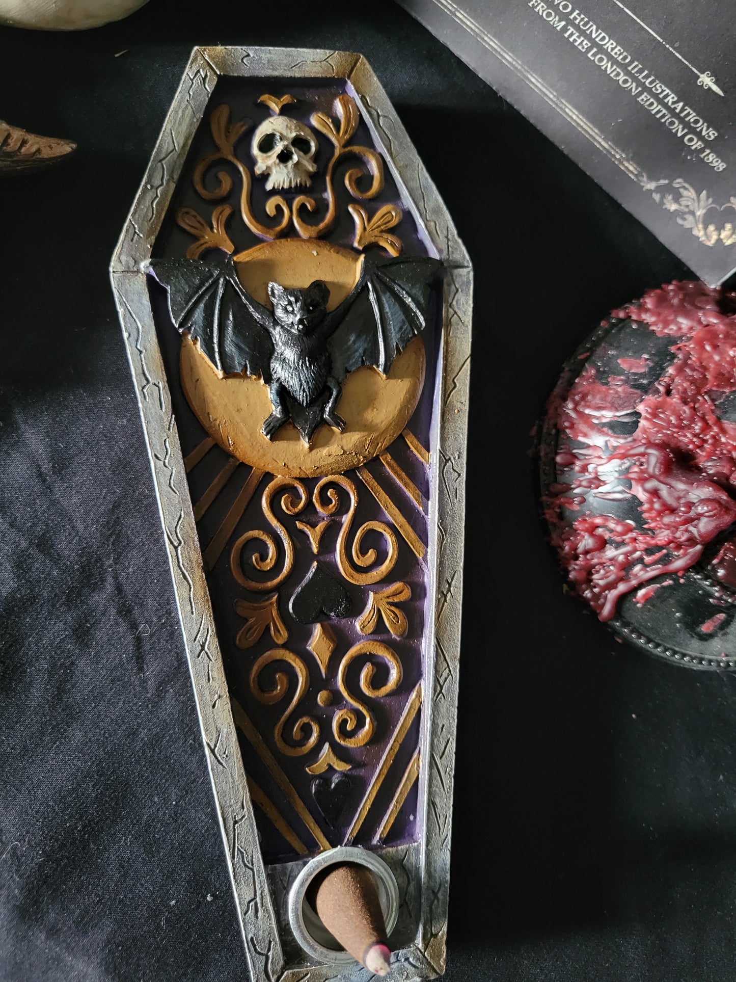 Vampire Bat Coffin Incense Burner