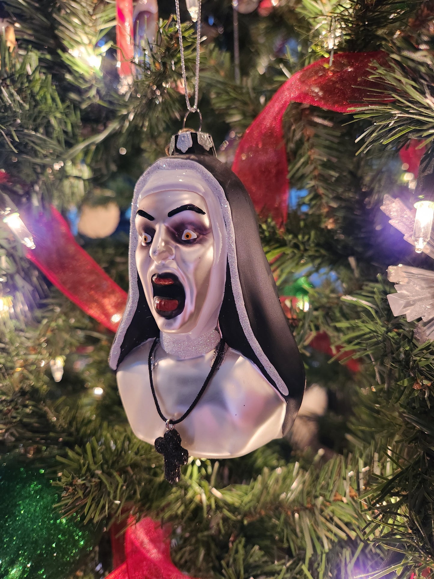 Demonic Nun Glass Ornament