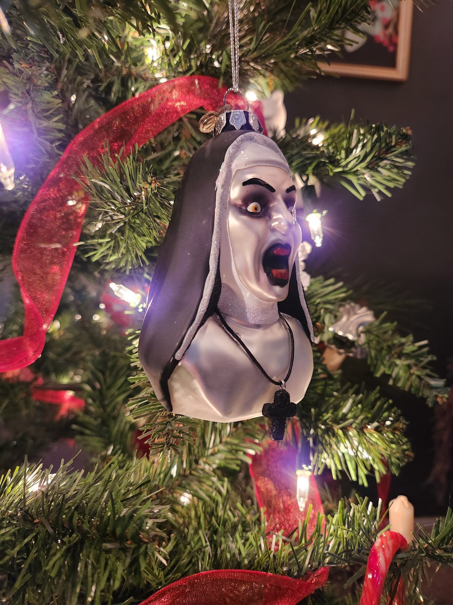 Demonic Nun Glass Ornament