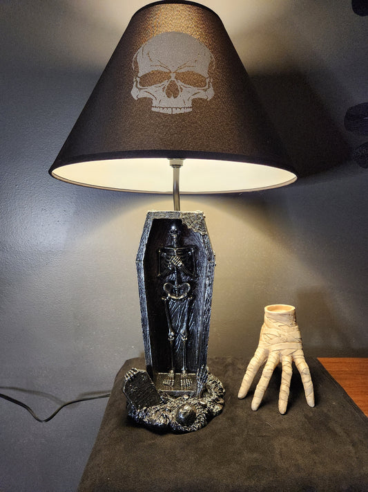Skeleton Coffin Table Lamp w/ Shade