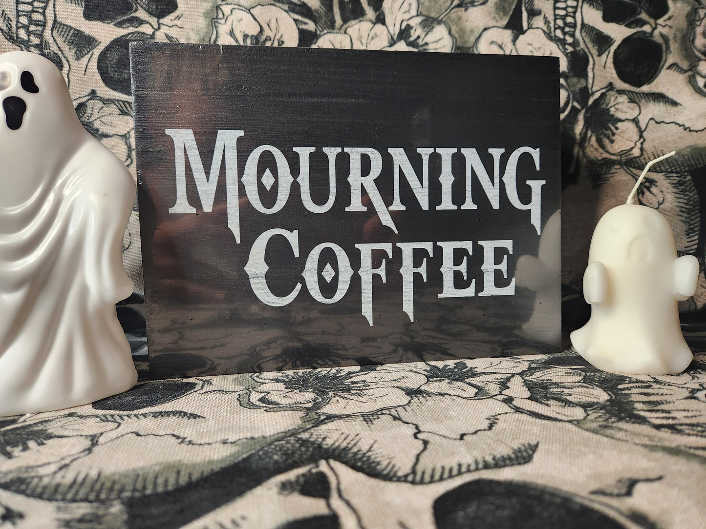 Spooky Decor 'Mourning Coffee' Sign