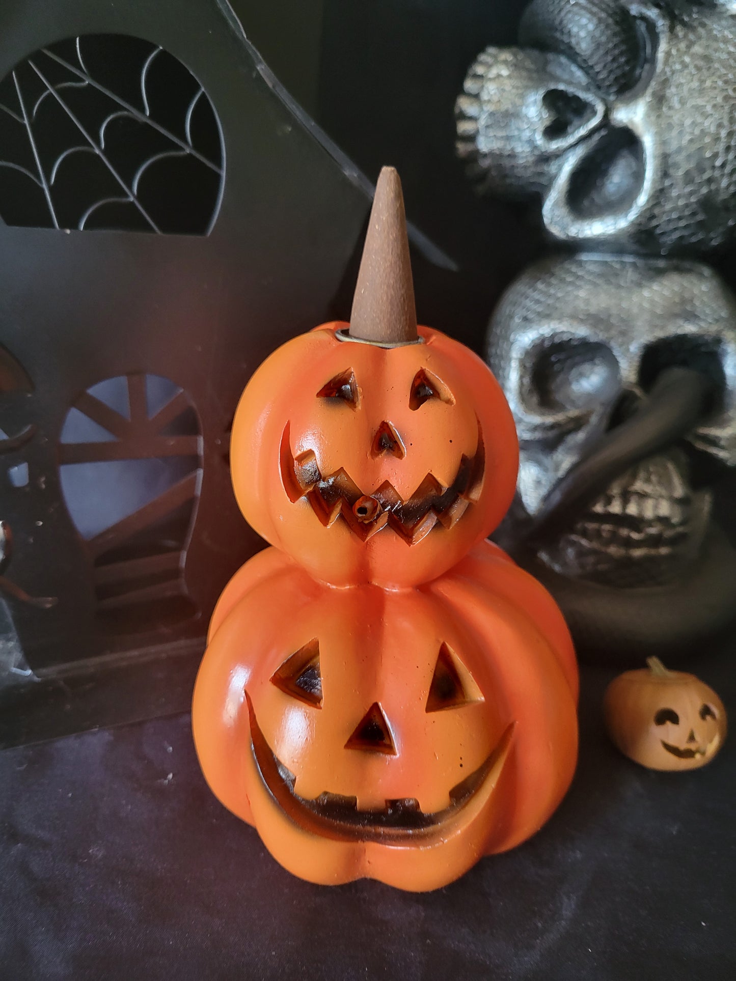 Stacked Jack O Lanterns Backflow Incense Burner
